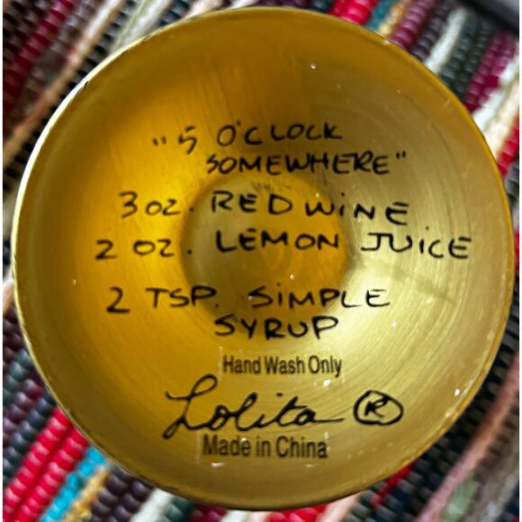 NEW! LOLITA LOVE MY WINE 5 O'CLOCK SOMEWHERE COLLECTORS WINE GLASS HAND PAINTED - Picture 7 of 11